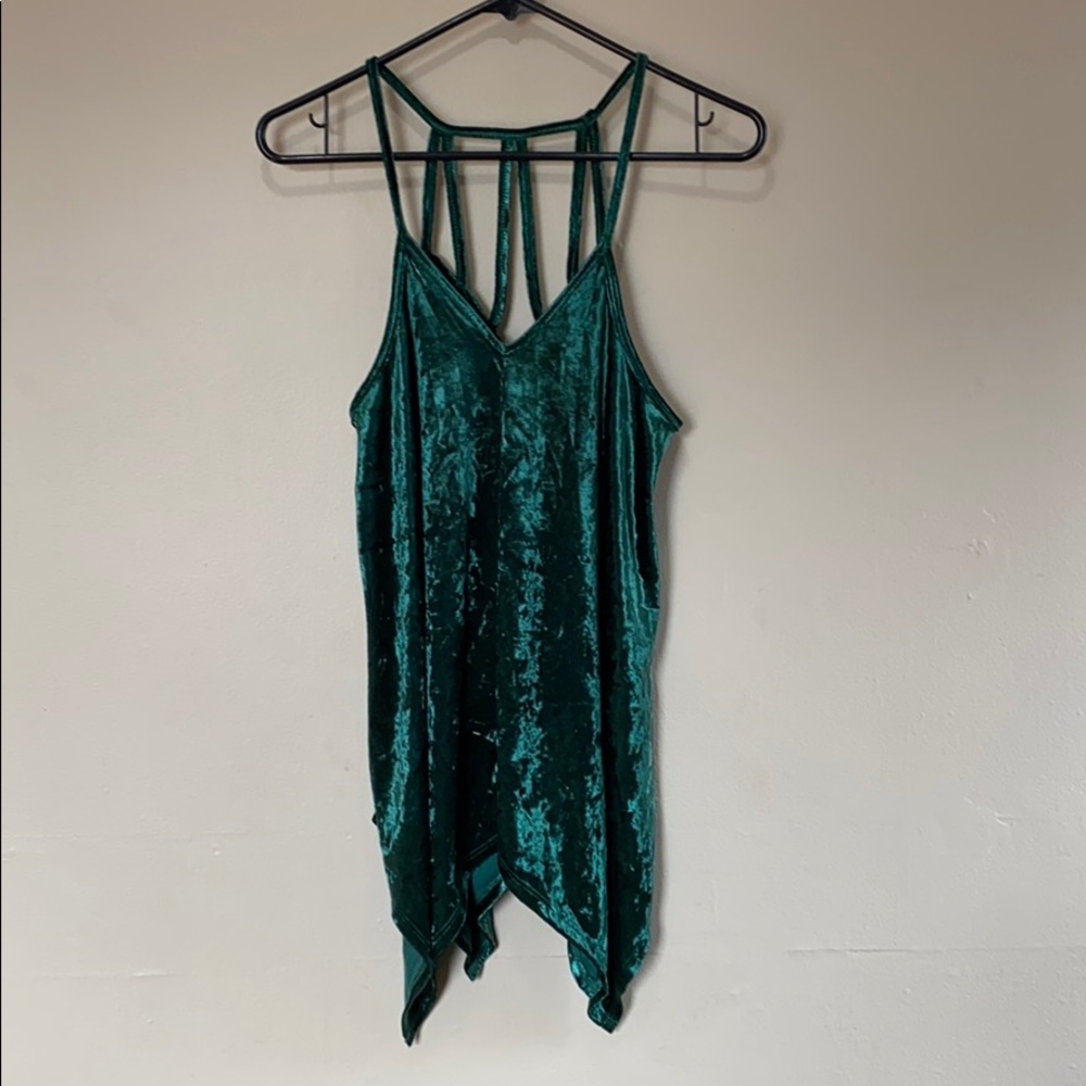 Charming Charlie Velvet Green Tank Top - Small